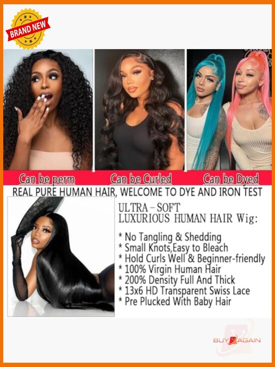 30 Inch 13x6 Lace Front Wig Human Hair 200 Density Straight Glueless HD
